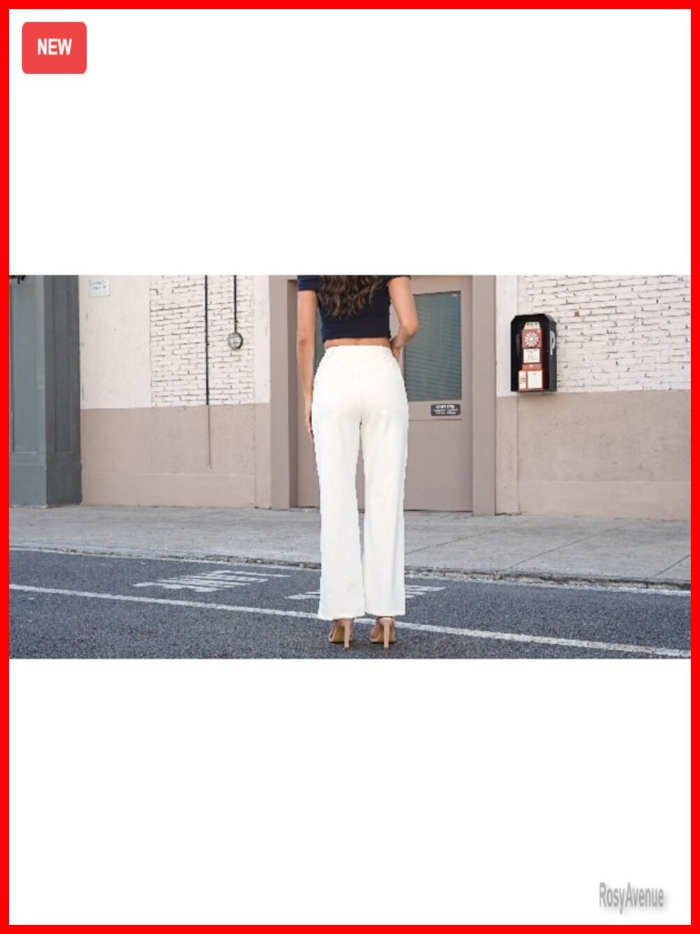 Wide Leg Dress Pants Stretchy Pull On High Waisted Slacks with Pockets - Picture 7 of 7